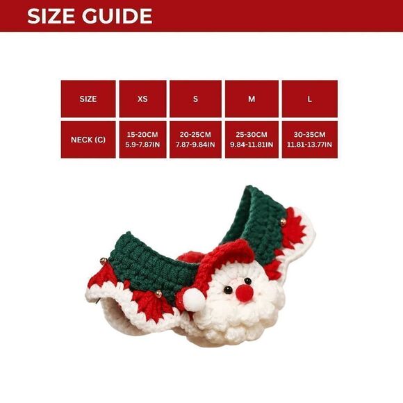 Brand New Size Extra Small Festive Red Crochet Pet Collar, Cozy Christmas Croche - Picture 2 of 2
